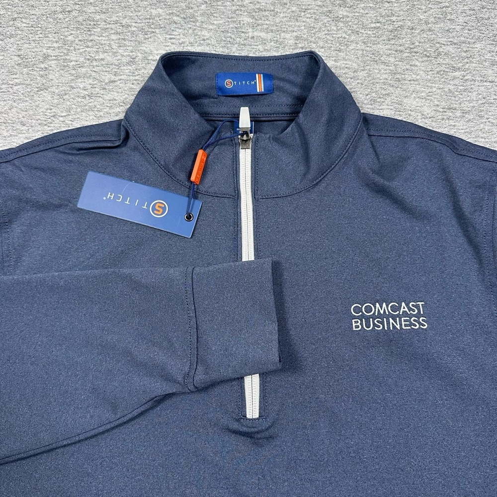 Stitch Golf Pullover Mens Small Blue Scout Heathered 1/4 Zip Performance LOGO